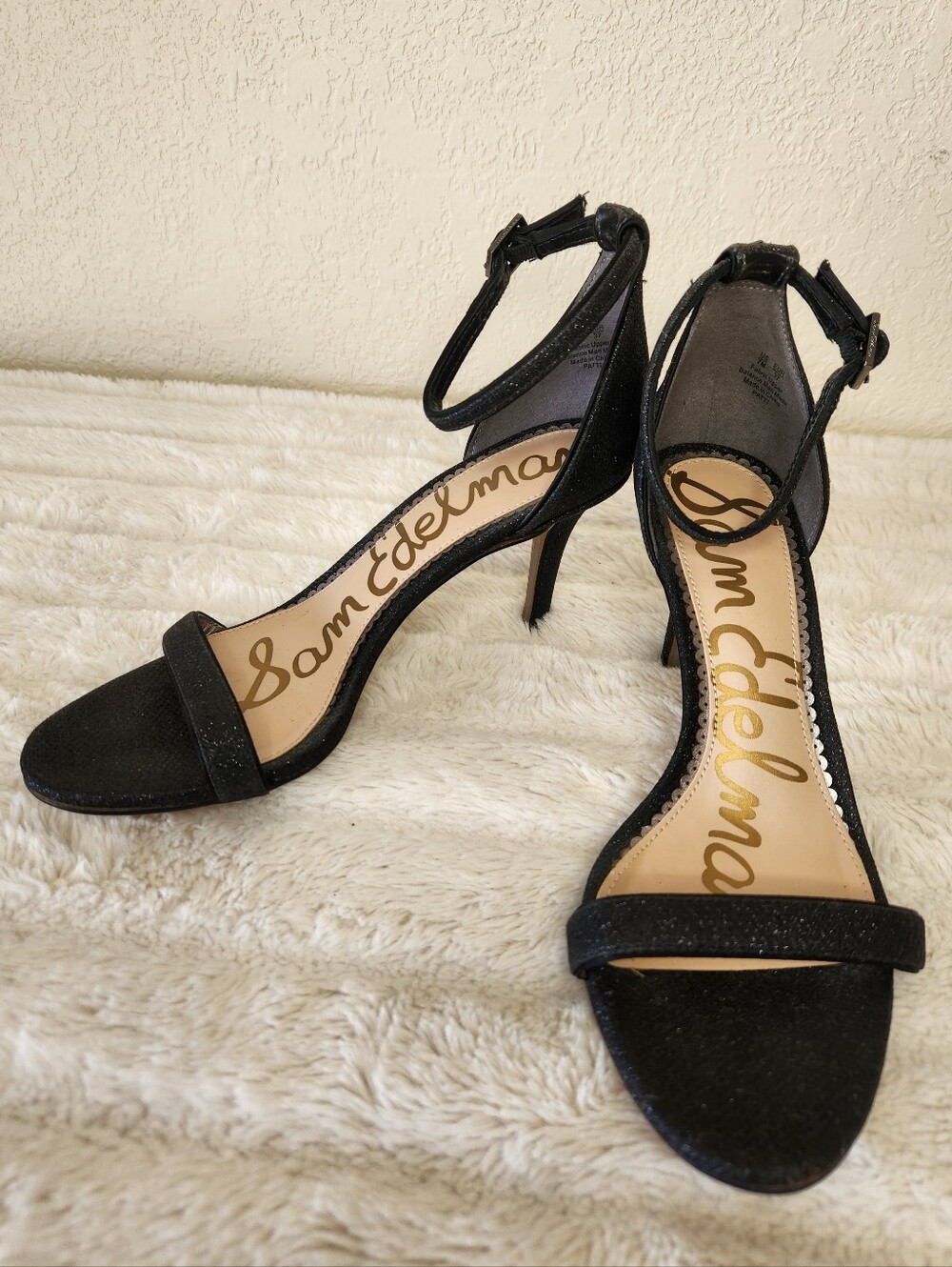 Sam Edelman Black Metallic Patti Ankle Strap Sandal
